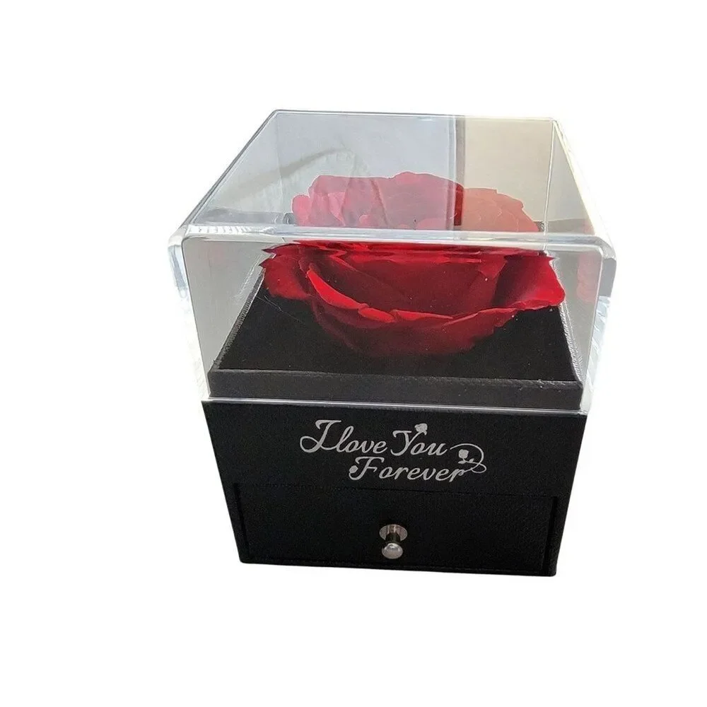 Rose Flower Jewelry Box for Valentine's Day Gifts Box says I Love You Forever